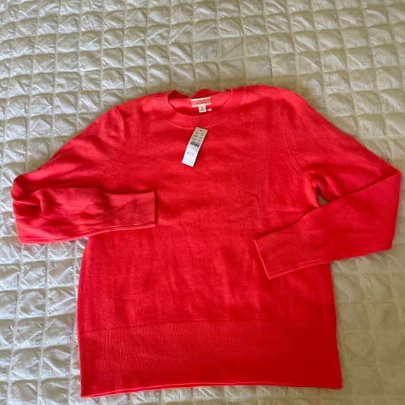 J. Crew Cashmere Neon Coral Sweater - Picture 1 of 8